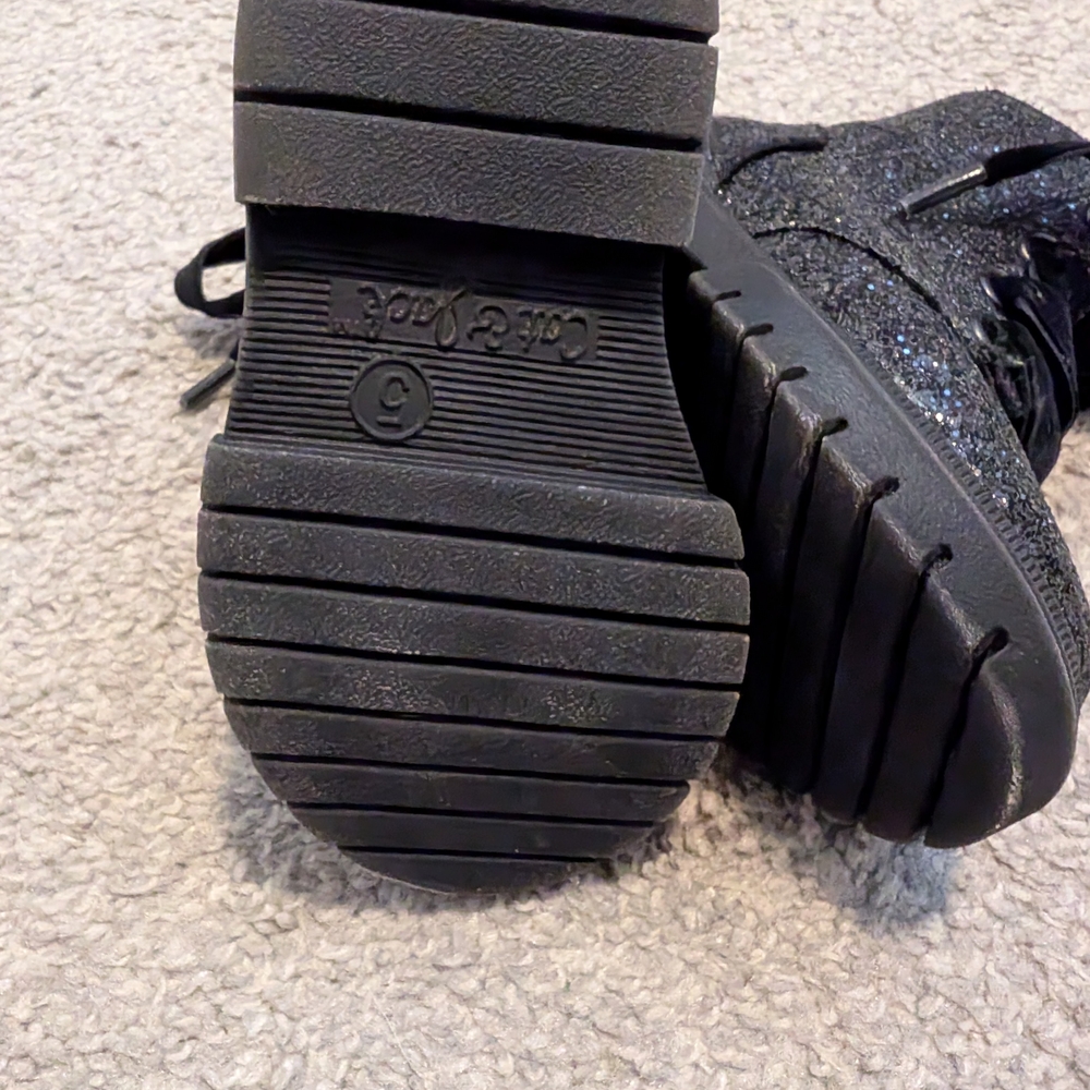 3 For $18 Cat & Jack Glittery Black Kids Boots - Picture 11 of 11